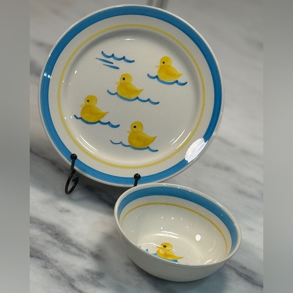 Royal Cumberland for Royal Copenhagen Childs Plate and Bowl Set Hand painted. - Picture 1 of 7